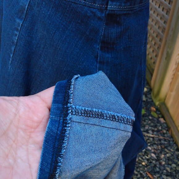 Handmade Denim Dress 40"B 34"W Blue Jean Stretch Amish Mennonite Cape Modest - Picture 10 of 13